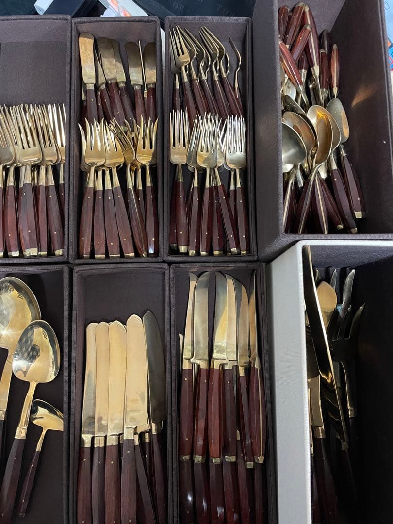 アンティーク　ローズウッド　食器　ブラス製ミッドセンチュリー　カトラリー