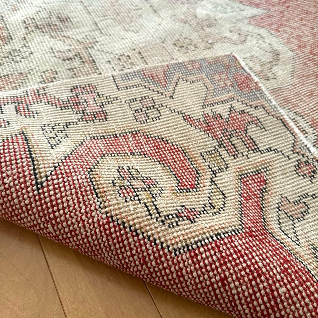 94×180 リバーシブル　擦れシャビーなメダリオン　トルコヴィンテージラグ