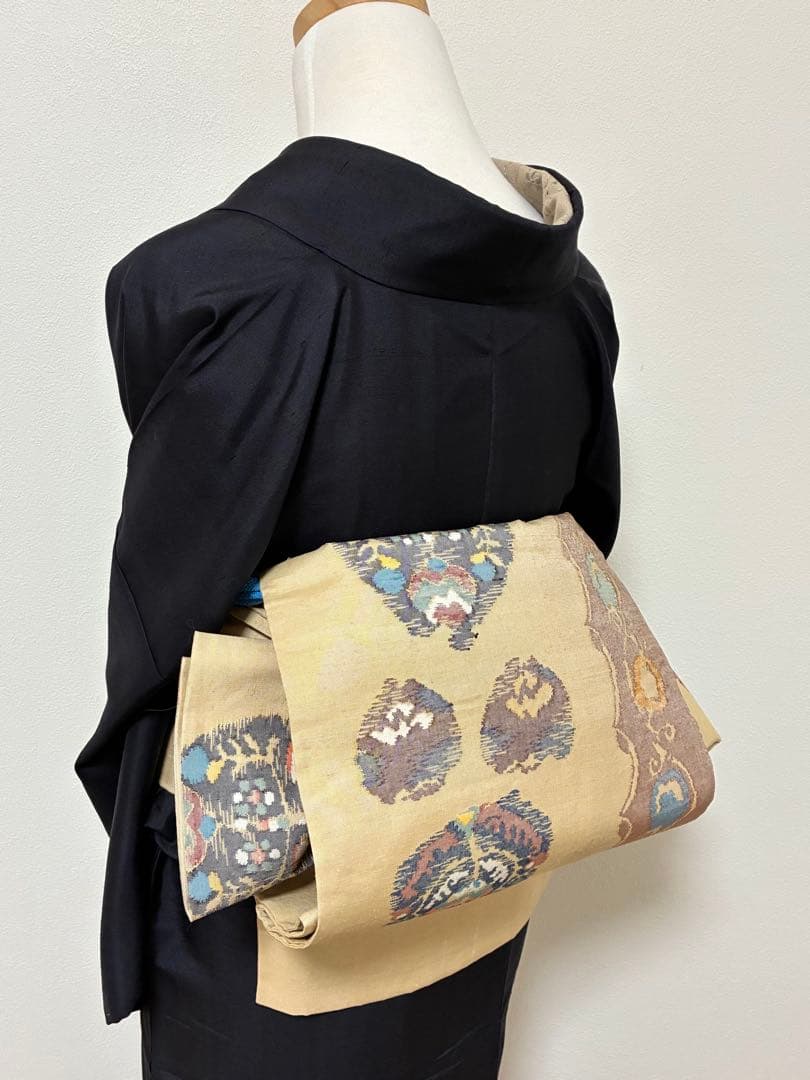 袋帯　洒落袋　カラフルな幾何学　正絹