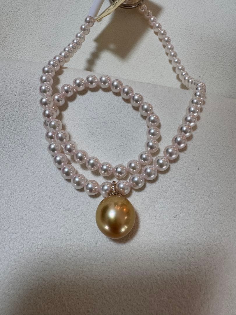 新品　てりツヤ茶金級　南洋白蝶ゴールデンパールペンダント