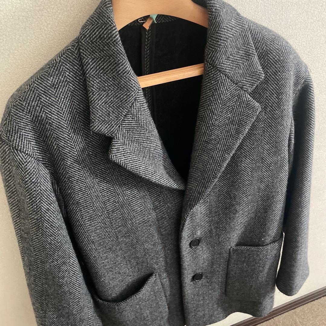 marka ヘリンボーン柄　ツイードウールコート