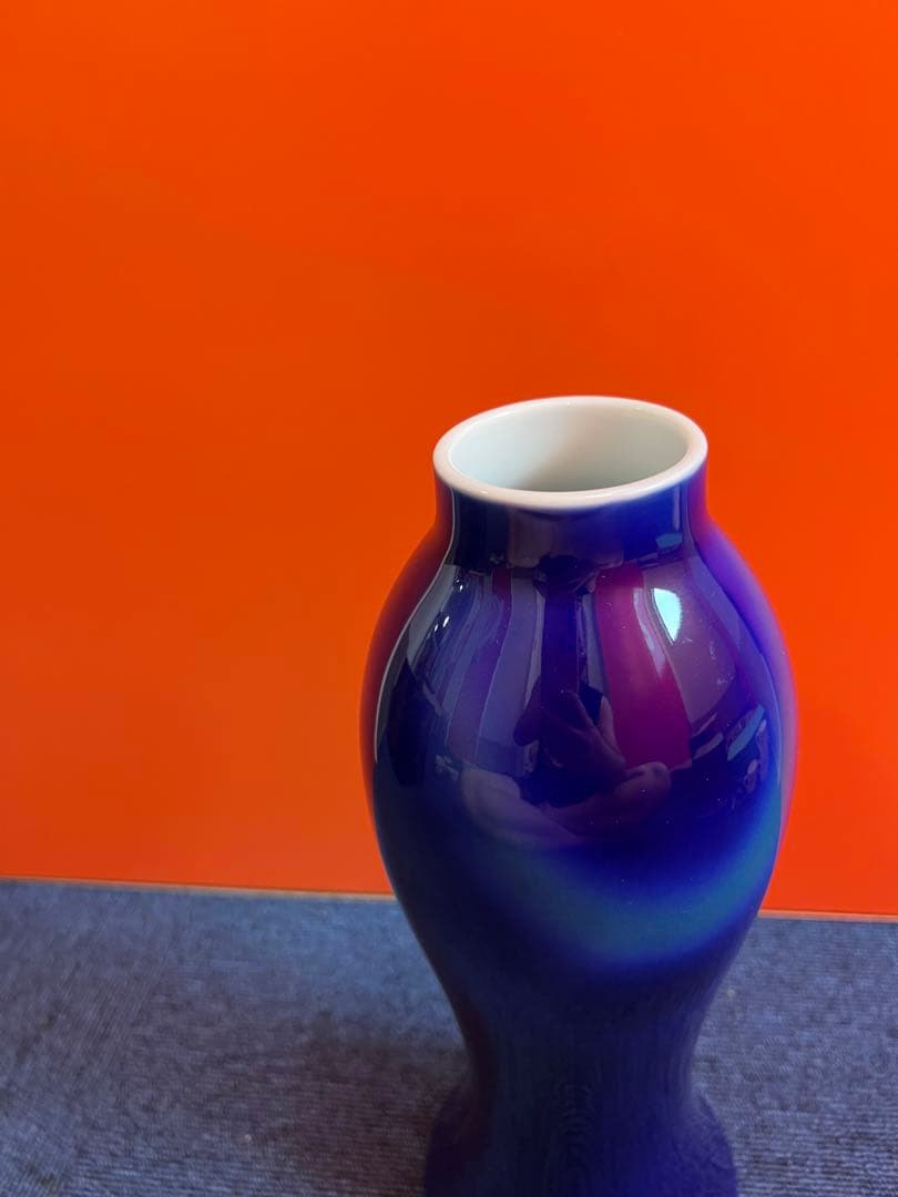 929 深川製磁　ルリ三彩　花瓶　未使用