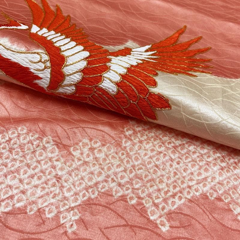 411ag14◎七五三 七歳 女児 着物&丸帯 部分絞り 金駒刺繍 金銀彩◎