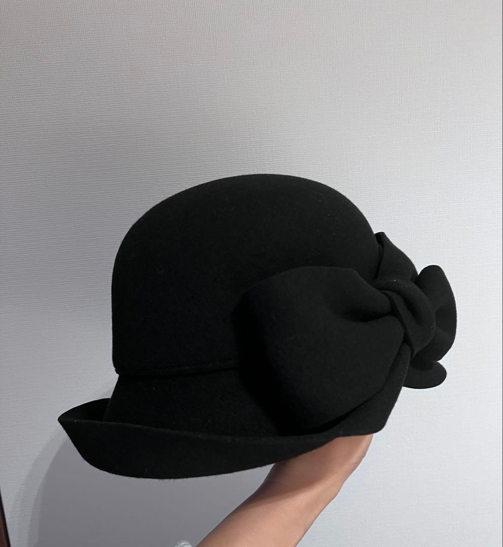 CA4LA リボン付き 黒 ウールハット フェルト 日本製