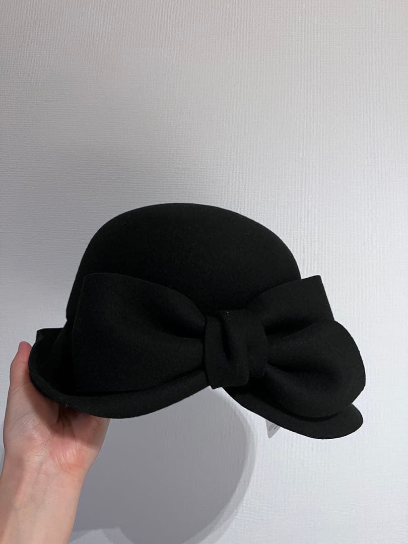 CA4LA リボン付き 黒 ウールハット フェルト 日本製