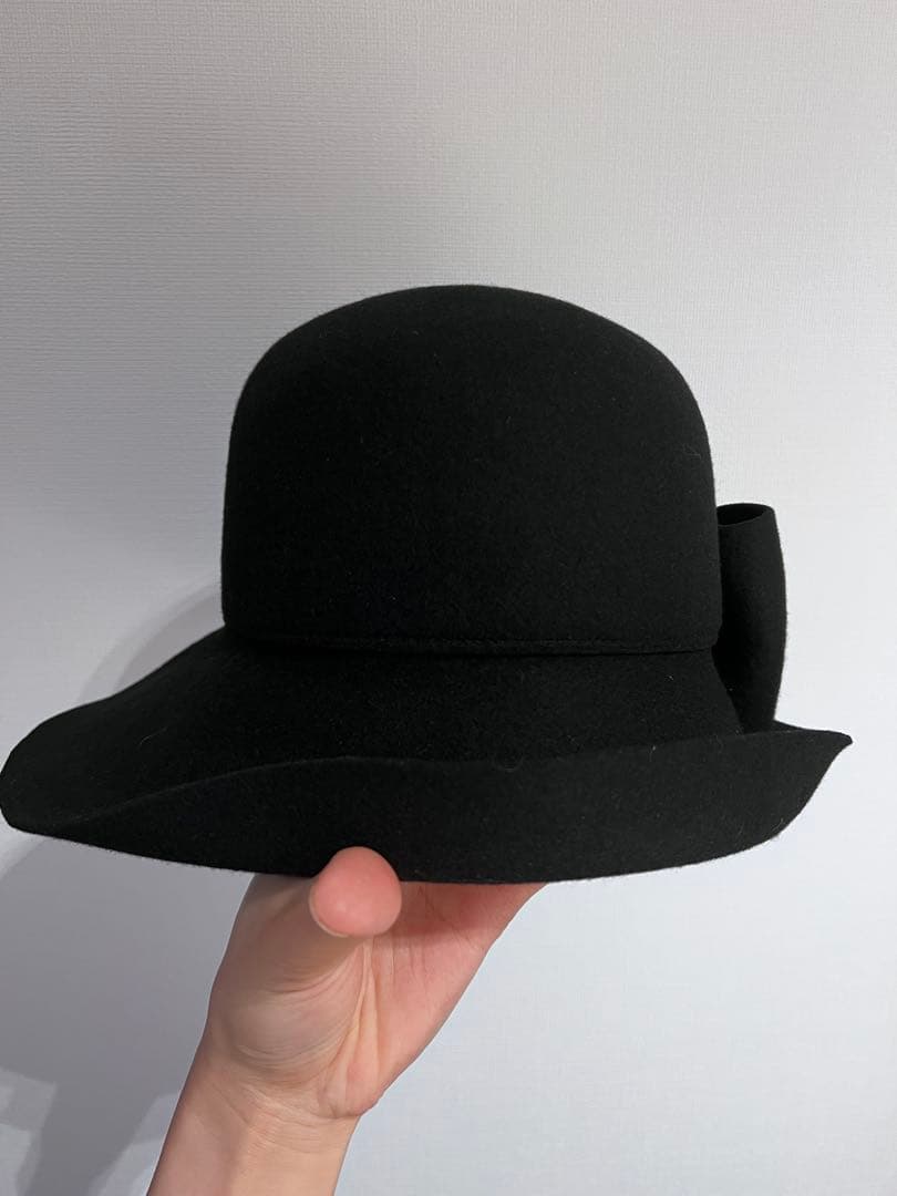 CA4LA リボン付き 黒 ウールハット フェルト 日本製