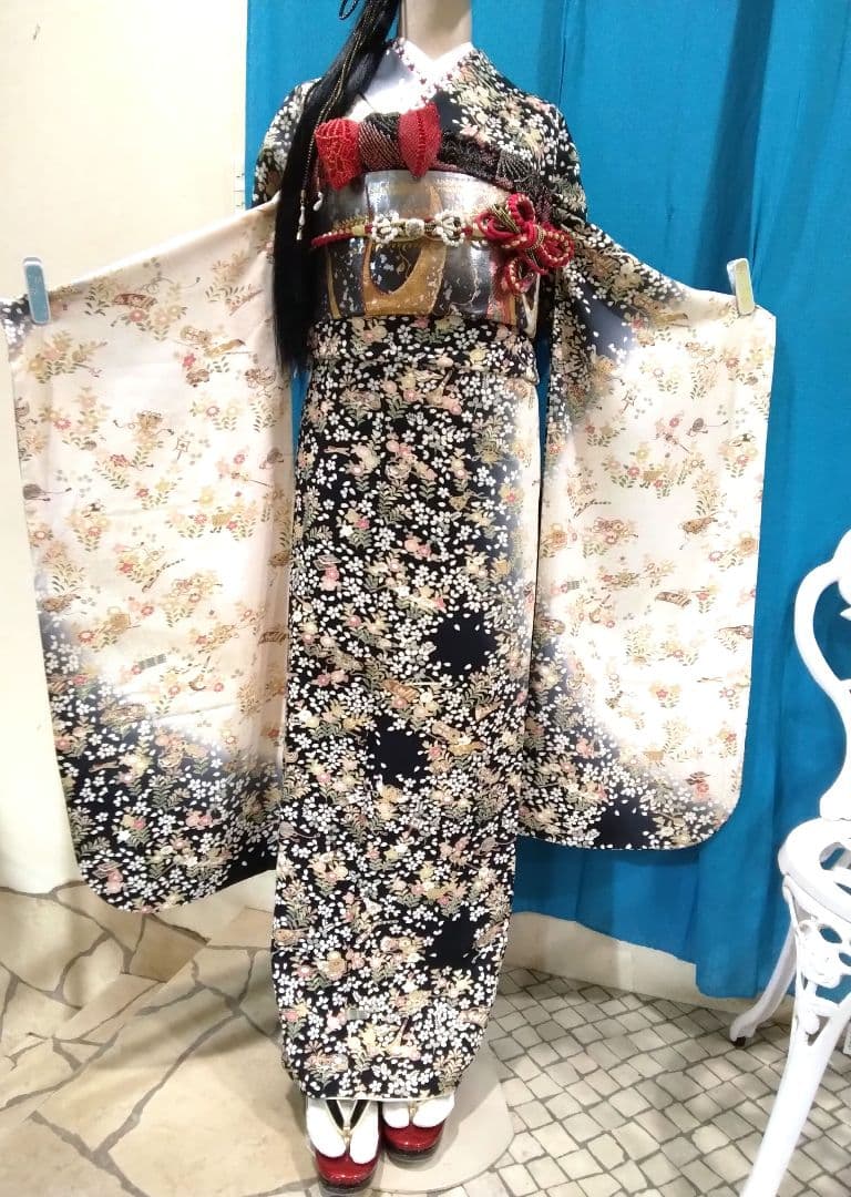 振袖フルセット、正絹振袖、友禅染、成人式、重ね衿、帯揚げ帯締め、西陣袋帯、長襦袢