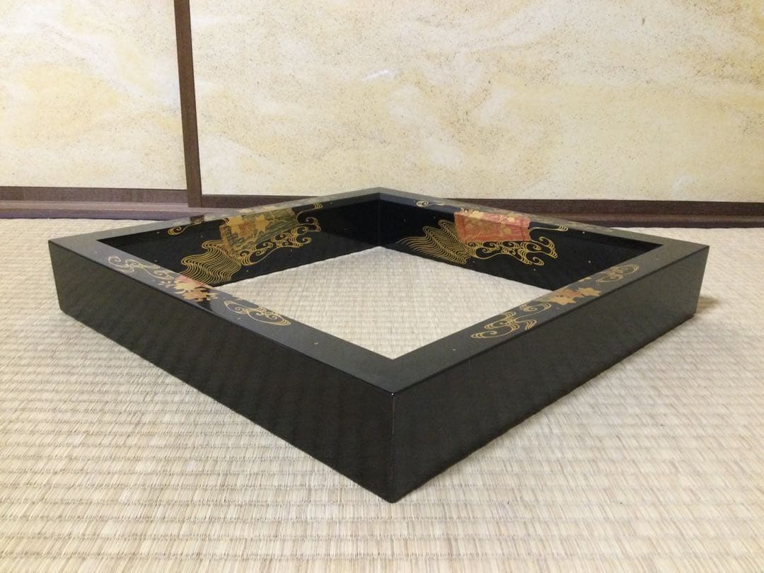 花筏蒔絵炉縁 北浜宗真作 炉道具 茶道具 供箱付 L204