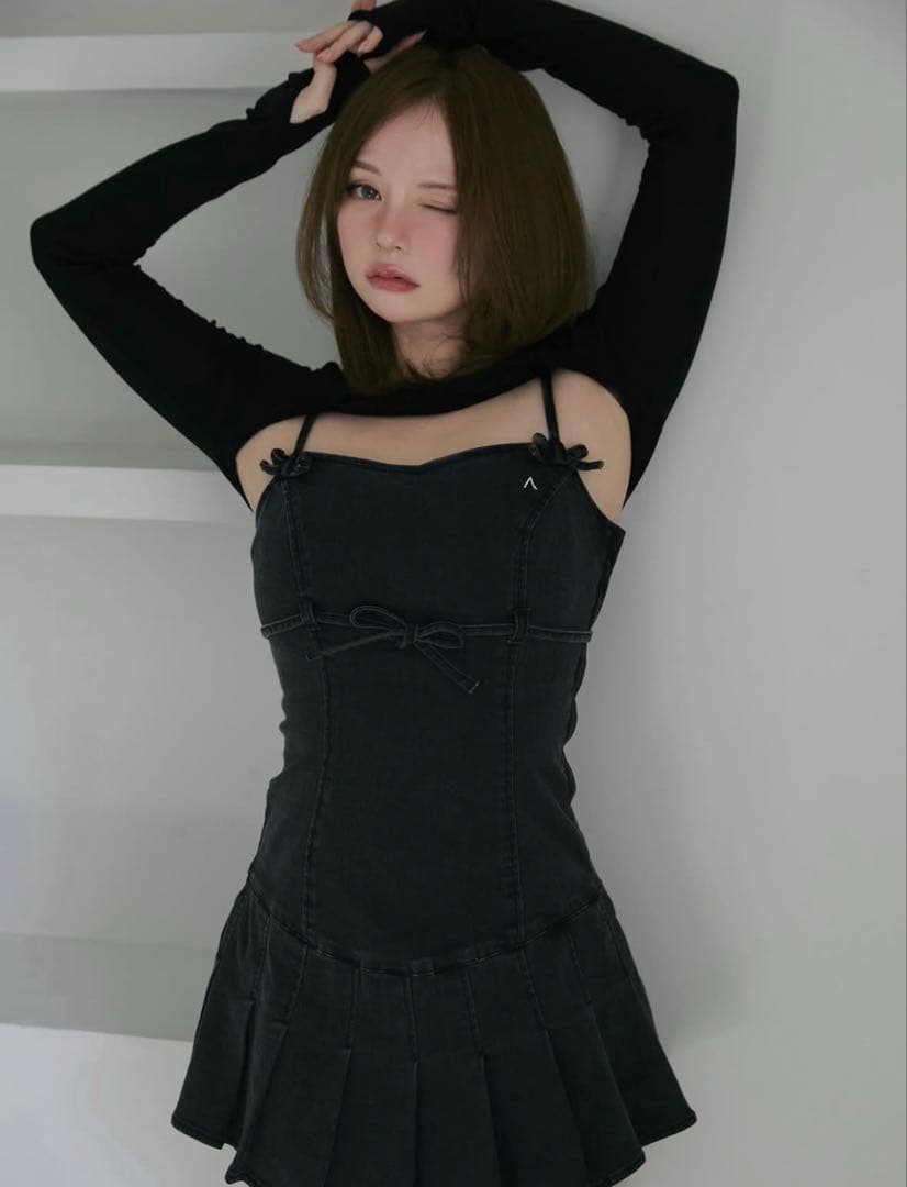 andmary Bonnie denim mini dress ワンピース