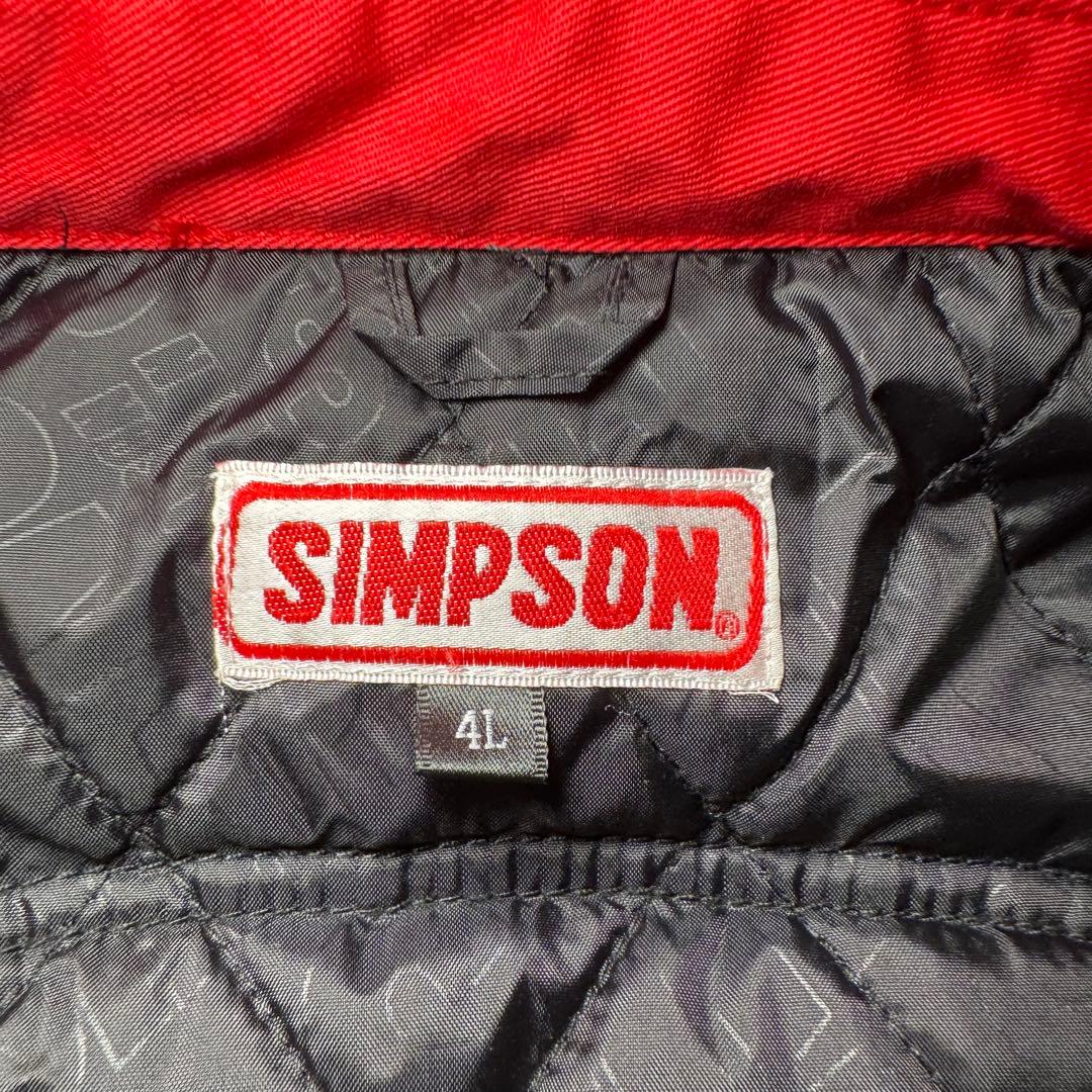 ☆SIMPSON Racing ジャケット レッド 4L 刺繍ロゴ キルティング