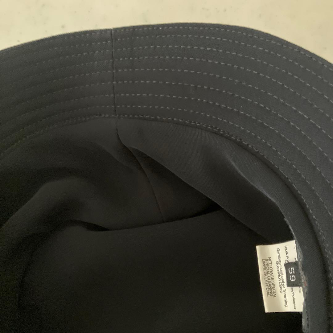 HERME エルメス ポリエステル バケットハット ブラック　レザージップ