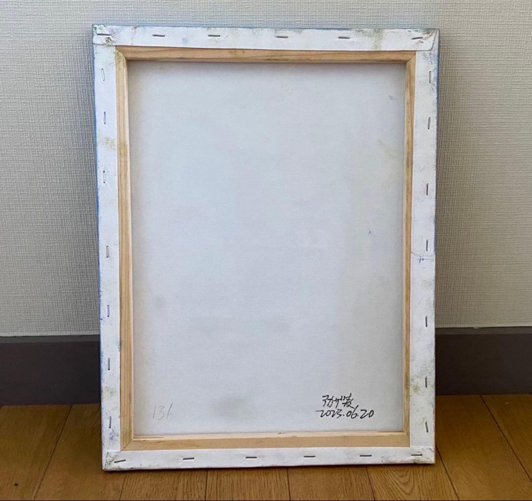 絵画。原画☆キャンバスF6【猫ちゃんはソファーに座って美しい星空を楽しんでいる】