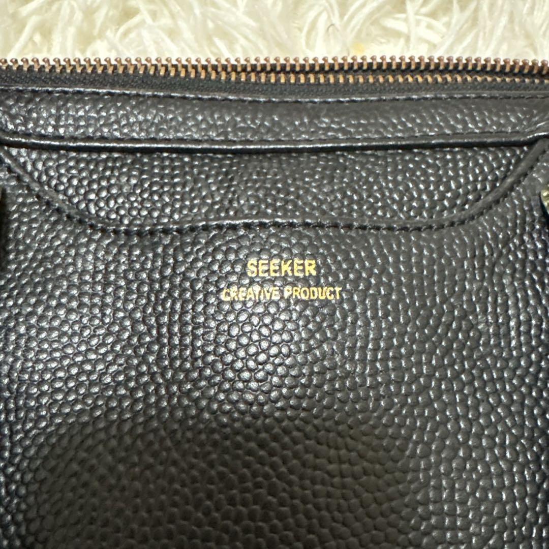 SEEKER ブリーフケース レザー シボ革 A4サイズ可 黒