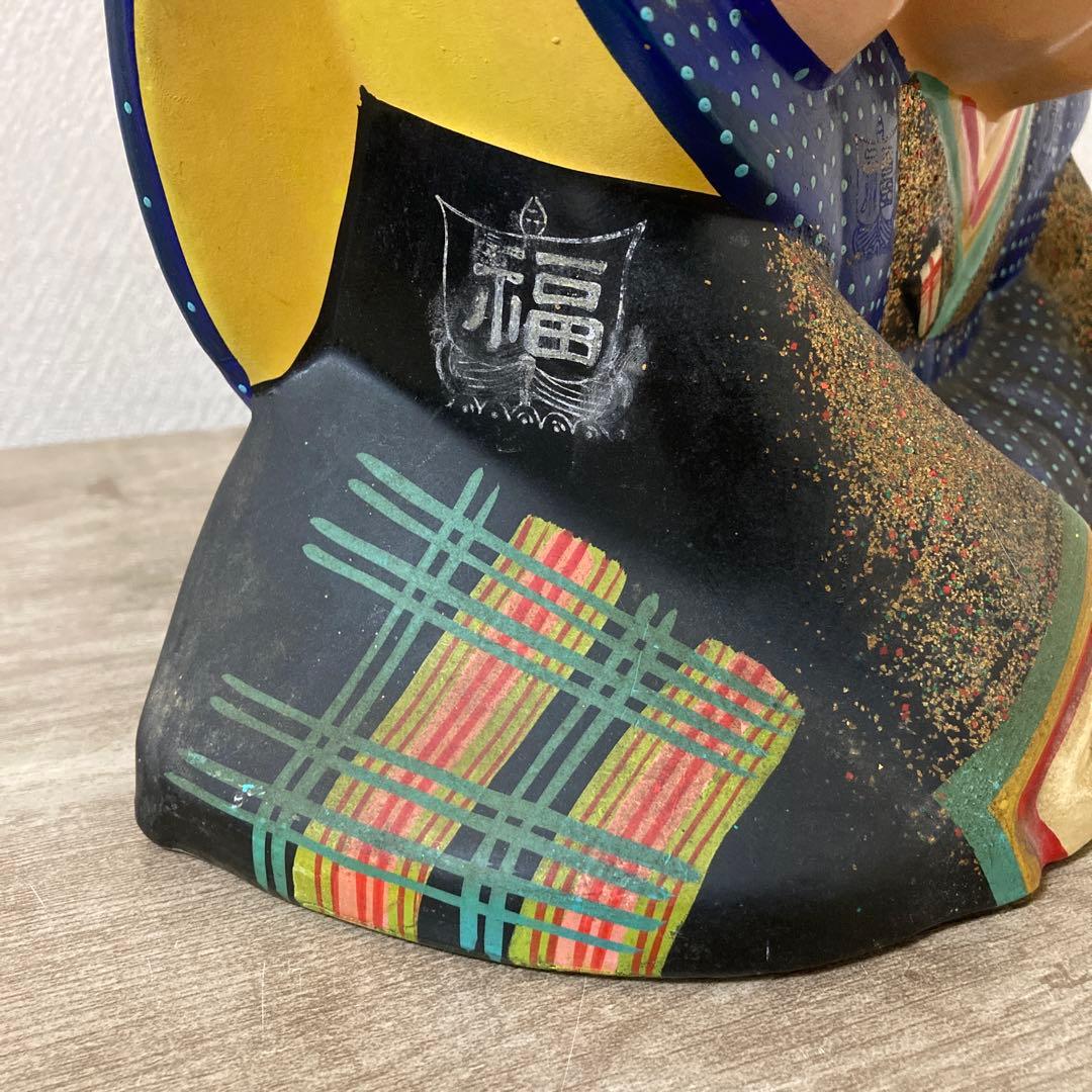 時代福助人形　縁起　手描き　招福置物　珍品〈検 招き猫　こけし　七福神　常滑焼