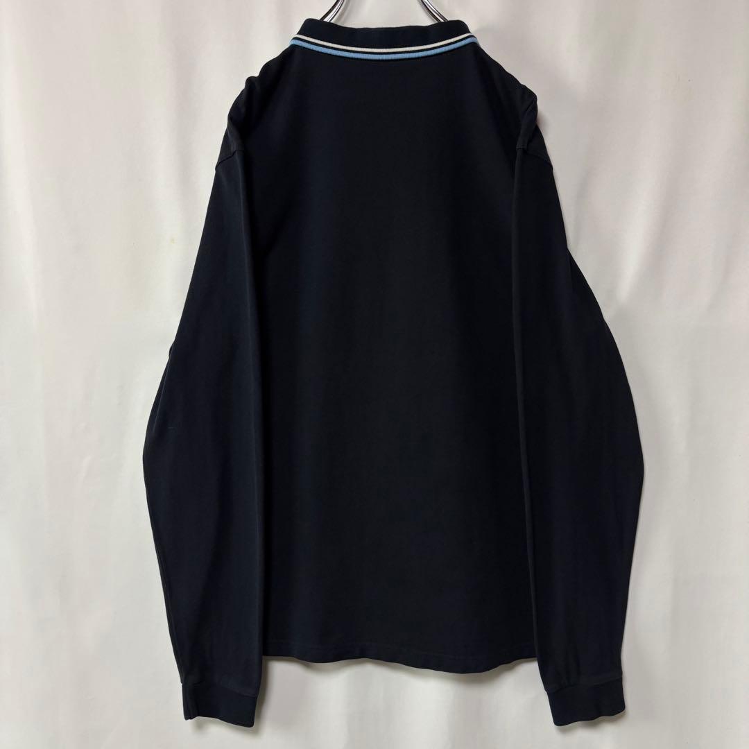 フレッドペリー　長袖ポロシャツ　ワンポイント刺繍ロゴ　XLサイズ　ブラック　古着