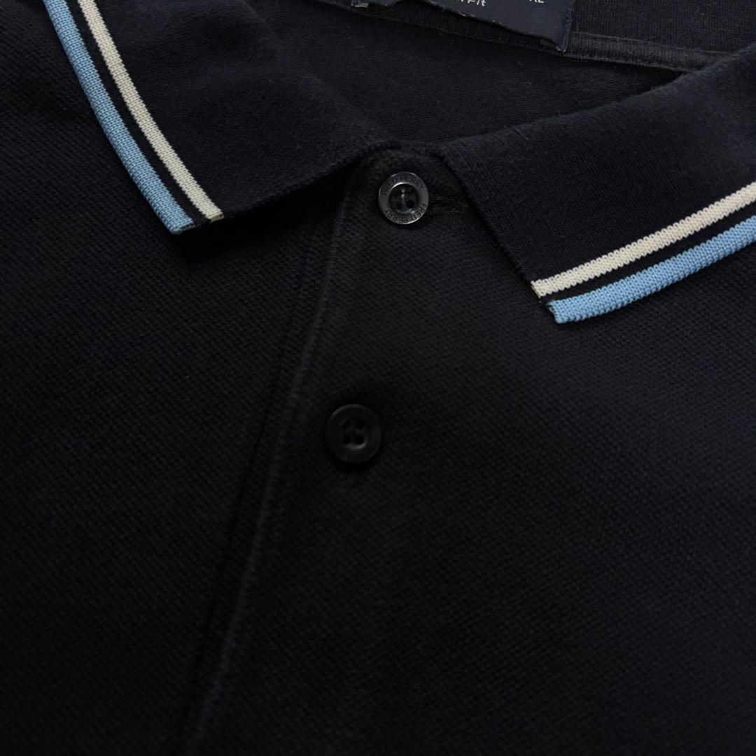 フレッドペリー　長袖ポロシャツ　ワンポイント刺繍ロゴ　XLサイズ　ブラック　古着