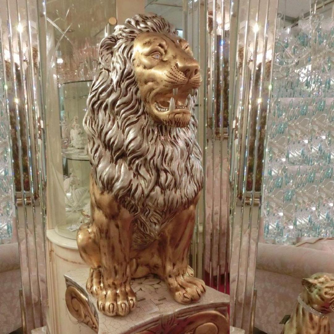 イタリア製　アニマルオブジェ　ゴールドライオン