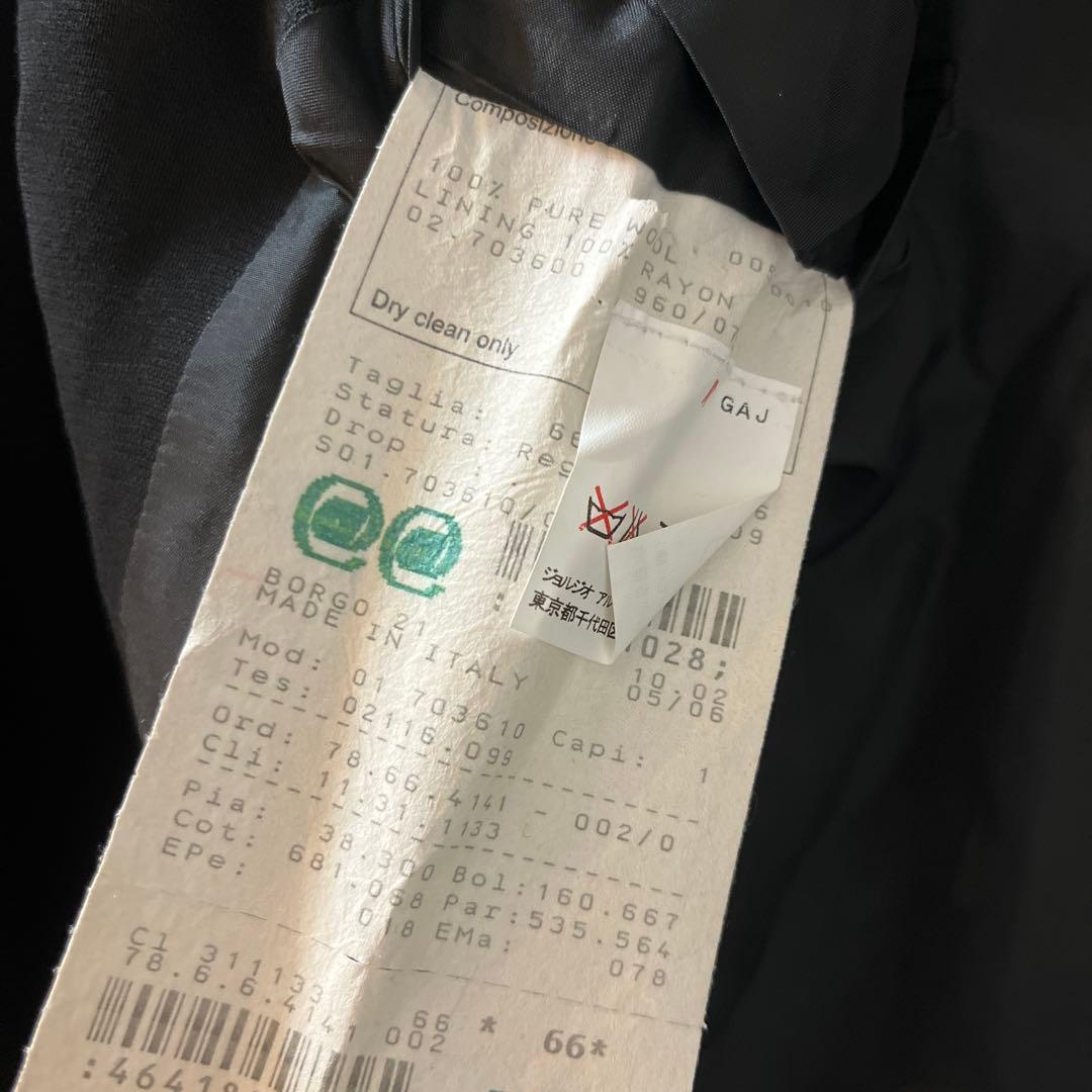 大きいサイズ ジョルジオアルマーニ ダブルスーツ サイズ66 ブラック メンズ