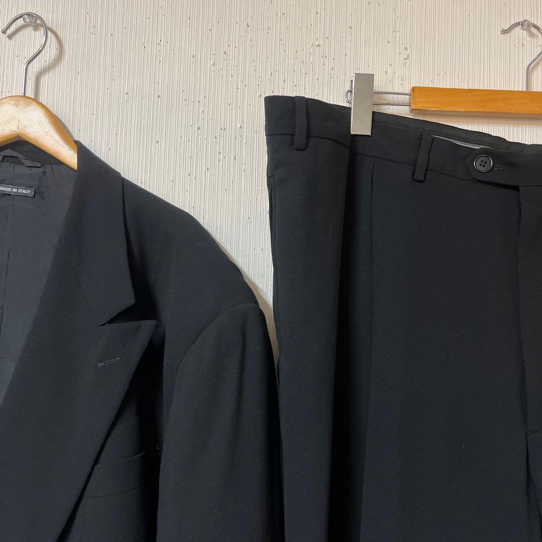 大きいサイズ ジョルジオアルマーニ ダブルスーツ サイズ66 ブラック メンズ