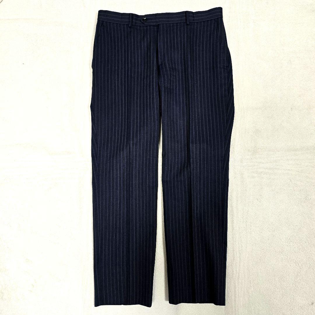 スーツセレクト 3ピース ビジネススーツセットアップ ストライプ ネイビー A6