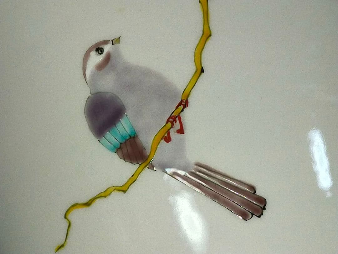 ♥九谷焼♥　花鳥文　♥　花瓶　♥　作家物　【聴】　共箱付き　花器　花入れ