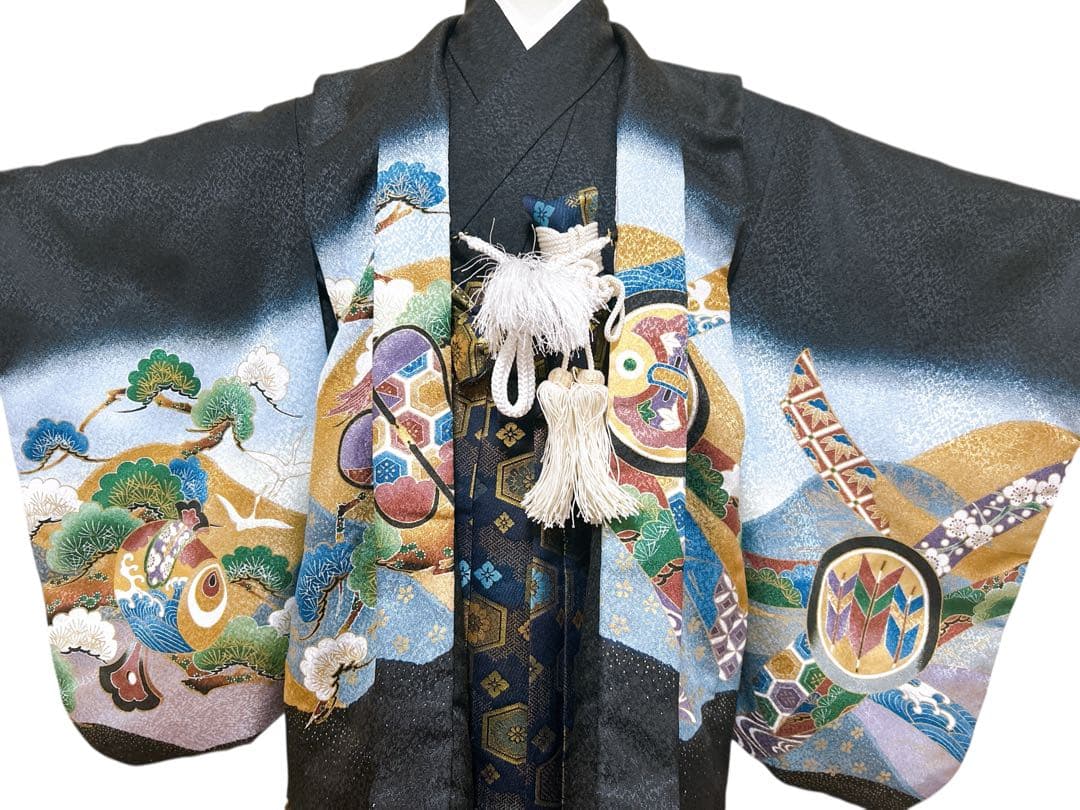 刺繍入り兜柄♡七五三　5歳　男の子　フルセット　一式　黒系