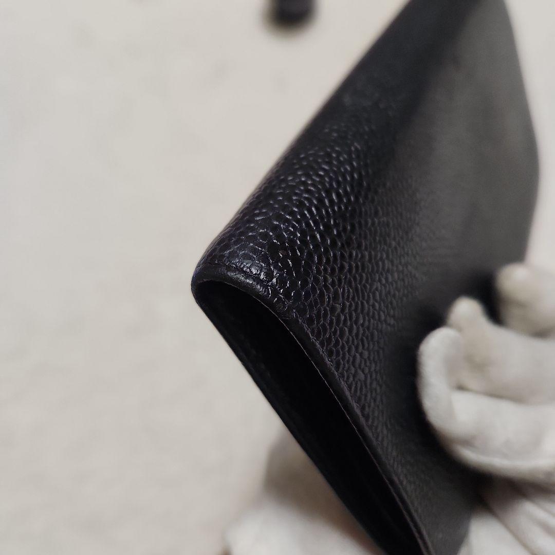 CHANEL シャネル キャビアスキン がま口　長財布　ブラック