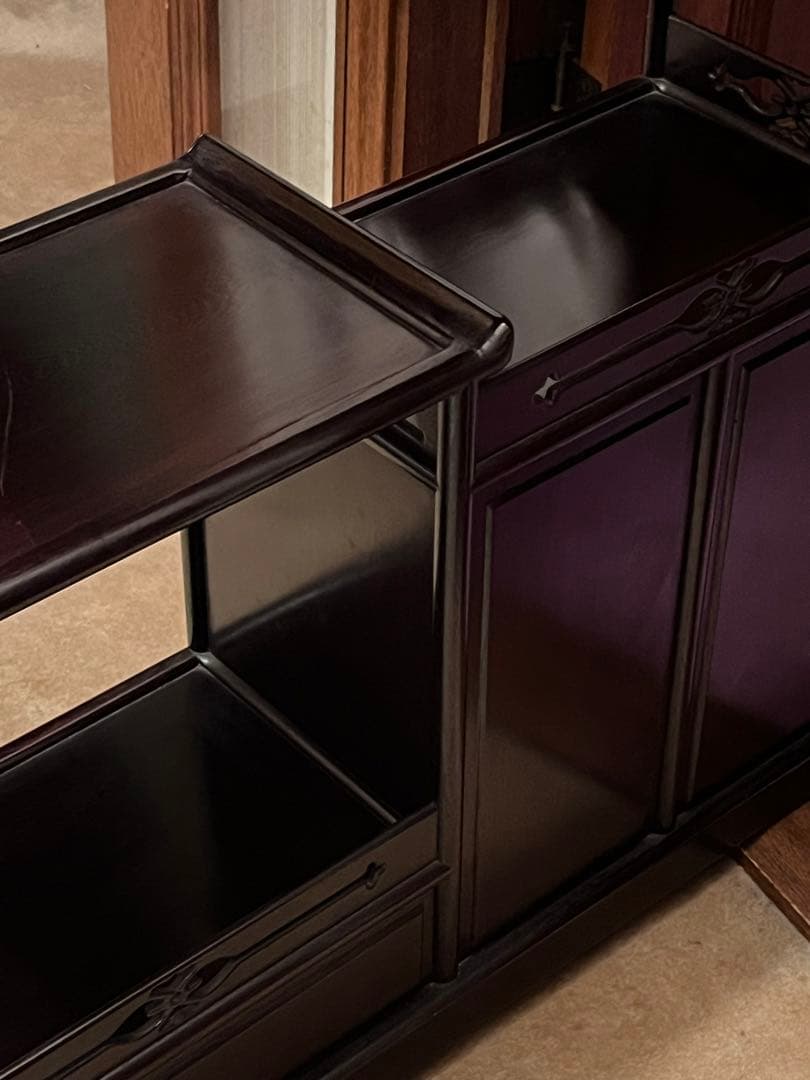 飾り棚　黒檀　紫檀　ヴィンテージ　茶棚　木製棚　和風インテリア　茶室盆栽棚