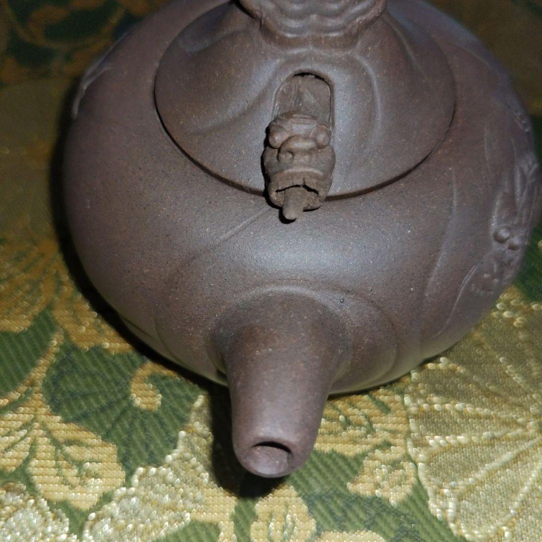 【最終価格】中国　紫砂朱泥　彫刻入　急須水滴