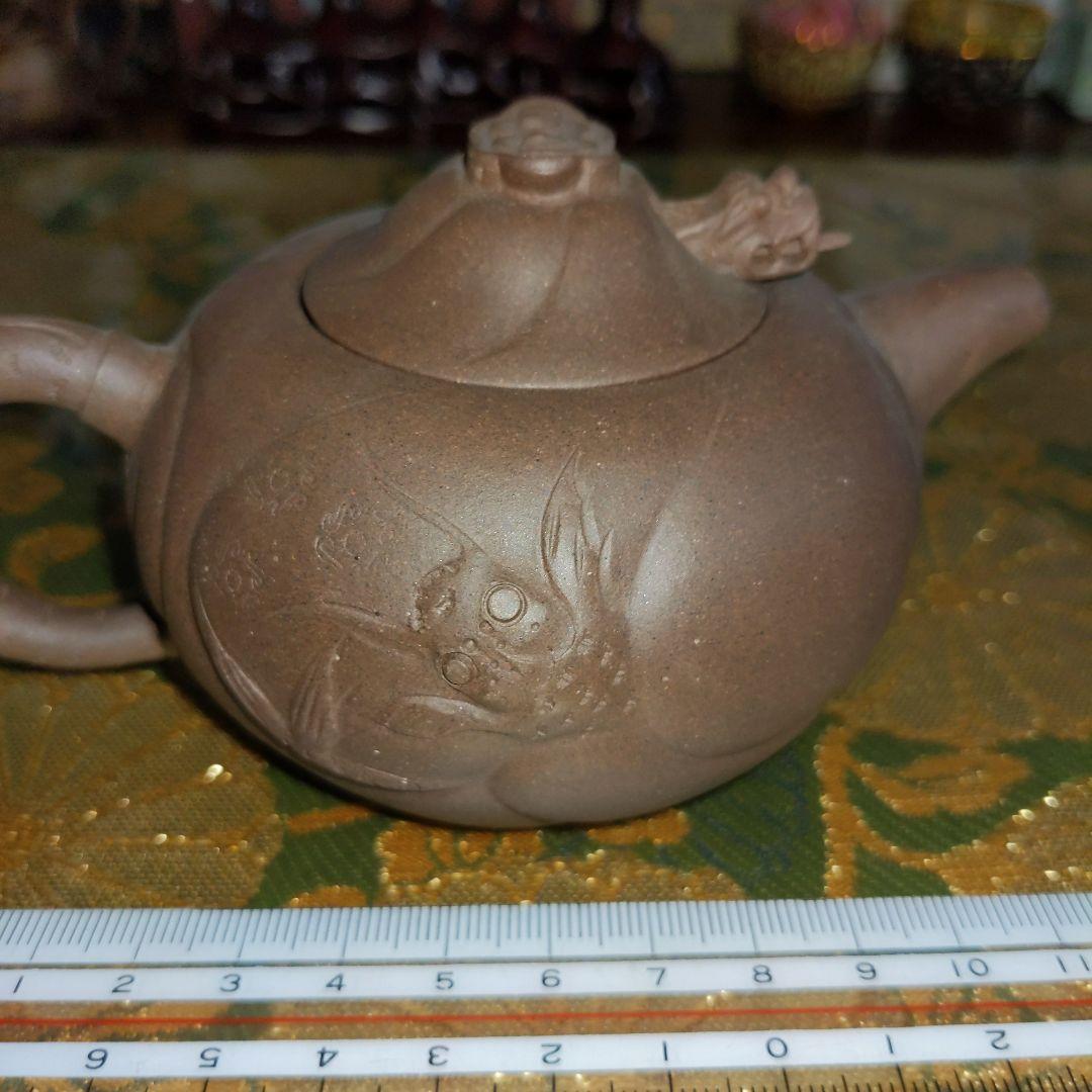 【最終価格】中国　紫砂朱泥　彫刻入　急須水滴