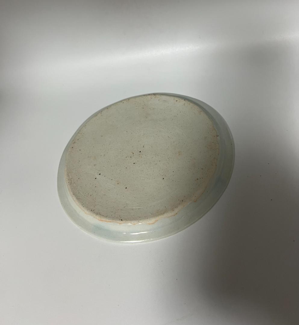 元時代　白釉釉裏紅飛斑暗刻龍紋盤　古盤　皿　唐物　古賞物　(D-43)