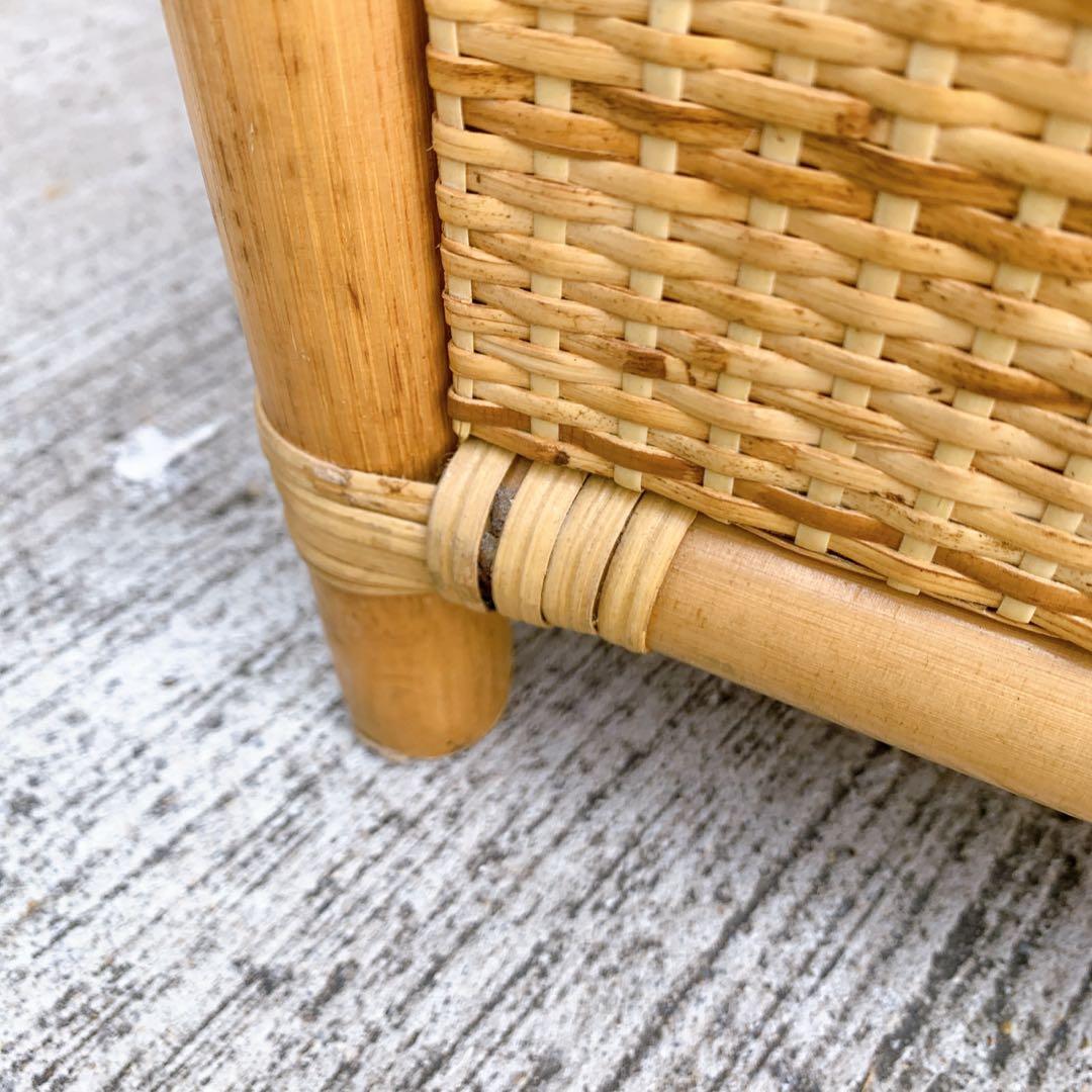 【送料込】ビンテージ バンブーラタンチェスト 籐家具 5段 引出し6杯 収納家具