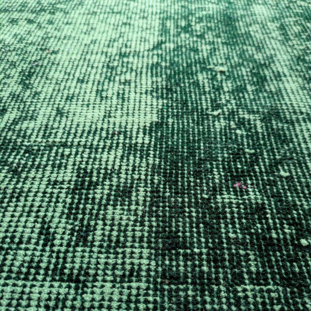 85×197 グリーンワンカラーオーバーダイ　トルコヴィンテージラグ