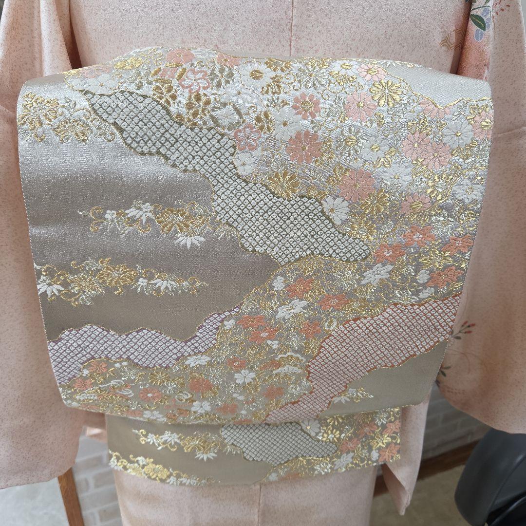 訪問着4点フルセット、着物、袋帯、帯締め、帯揚げ トールサイズ対応