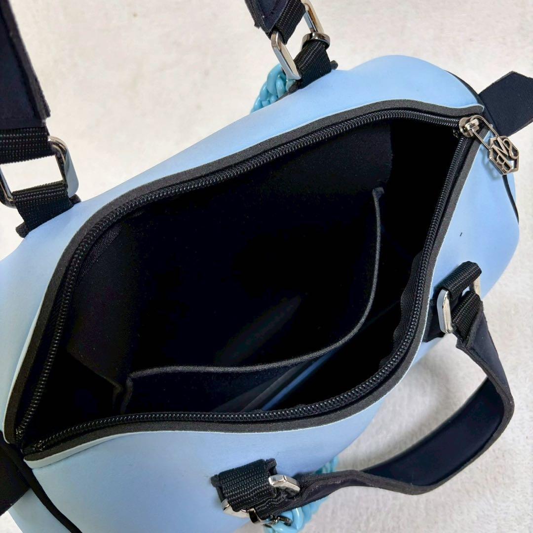 【美品✨】セーブマイバッグ ブルー　ボストンバッグ　2way ショルダーチェーン