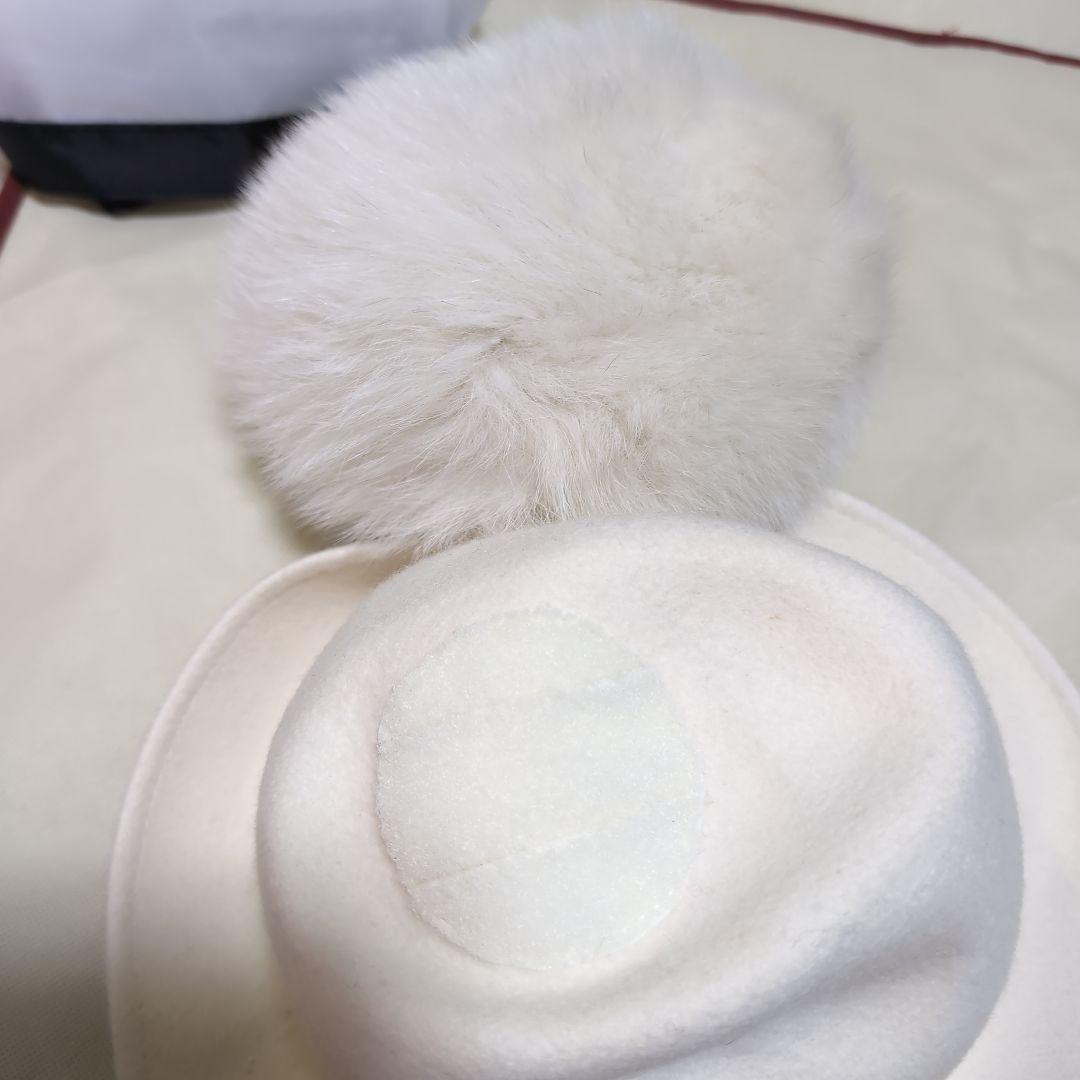 スノーホワイト❀MONCLER 国内正規品 フォックスファーウールハット