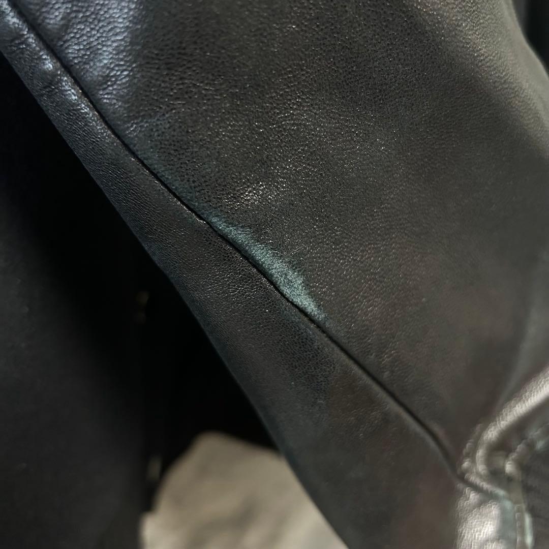 【最高峰】DRAWER 本革スタジャン　オールブラック　ウール/シルク混　38