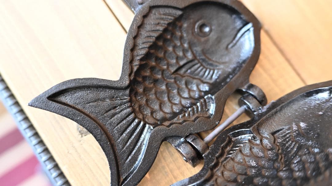 美品【OIGENオイゲン及源 盛栄堂】たい焼き器一丁焼き天然