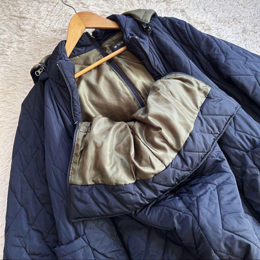 美品　Milk tea ステラ4way中綿ロングママコート　ネイビー　ダッカー