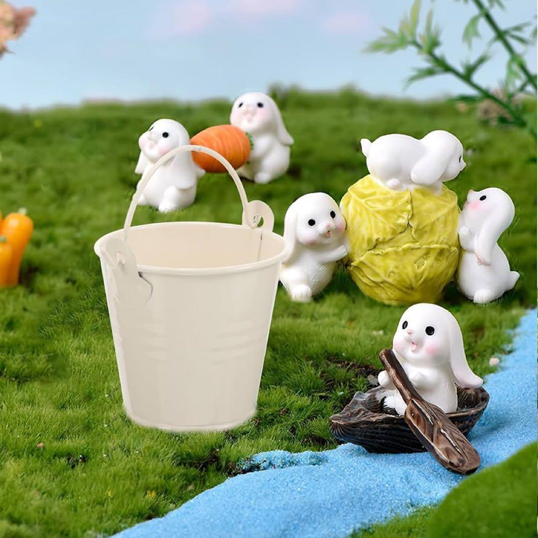 ブリキバケツ　取っ手付き　花　植木鉢　家庭用　園芸　8個　白　おしゃれ