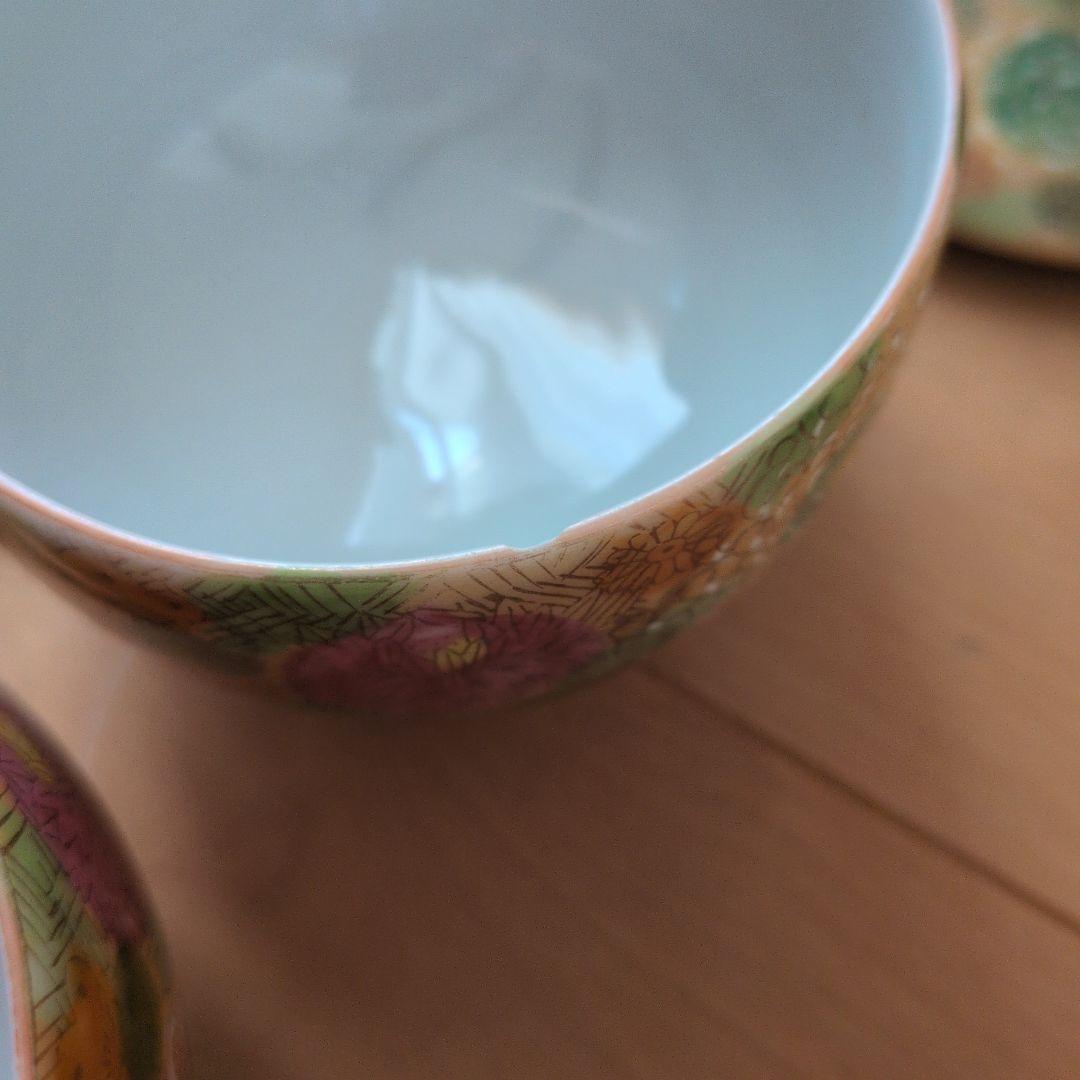 茶道具セット 花柄 陶器製 6点 九谷焼