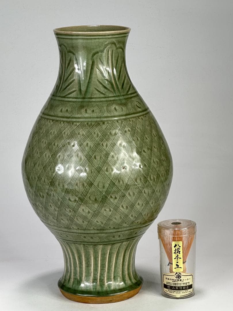 中国美術　龍泉窯　天龍寺　青磁　七官　花瓶　花器　時代　古物　唐物　明時代？