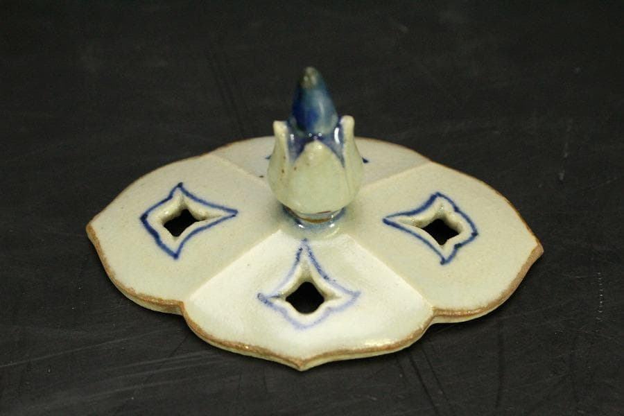 古清水 粟田焼 仁清写 鳳凰 香炉 25cmx11cm(LC639)