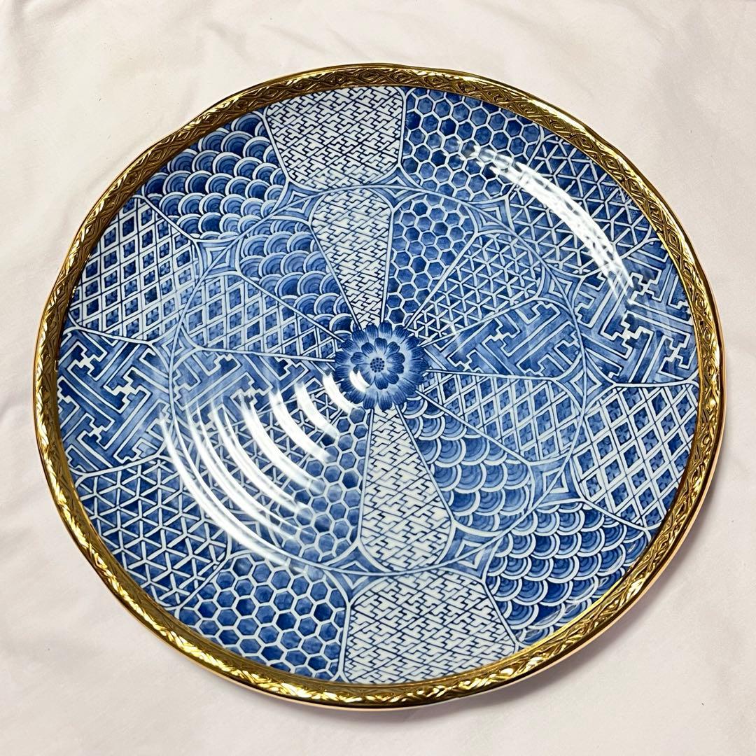 龍峰窯　三洋陶器　金彩祥瑞　2枚セット　高級 桐箱入　和食器　金縁　大皿　美濃焼