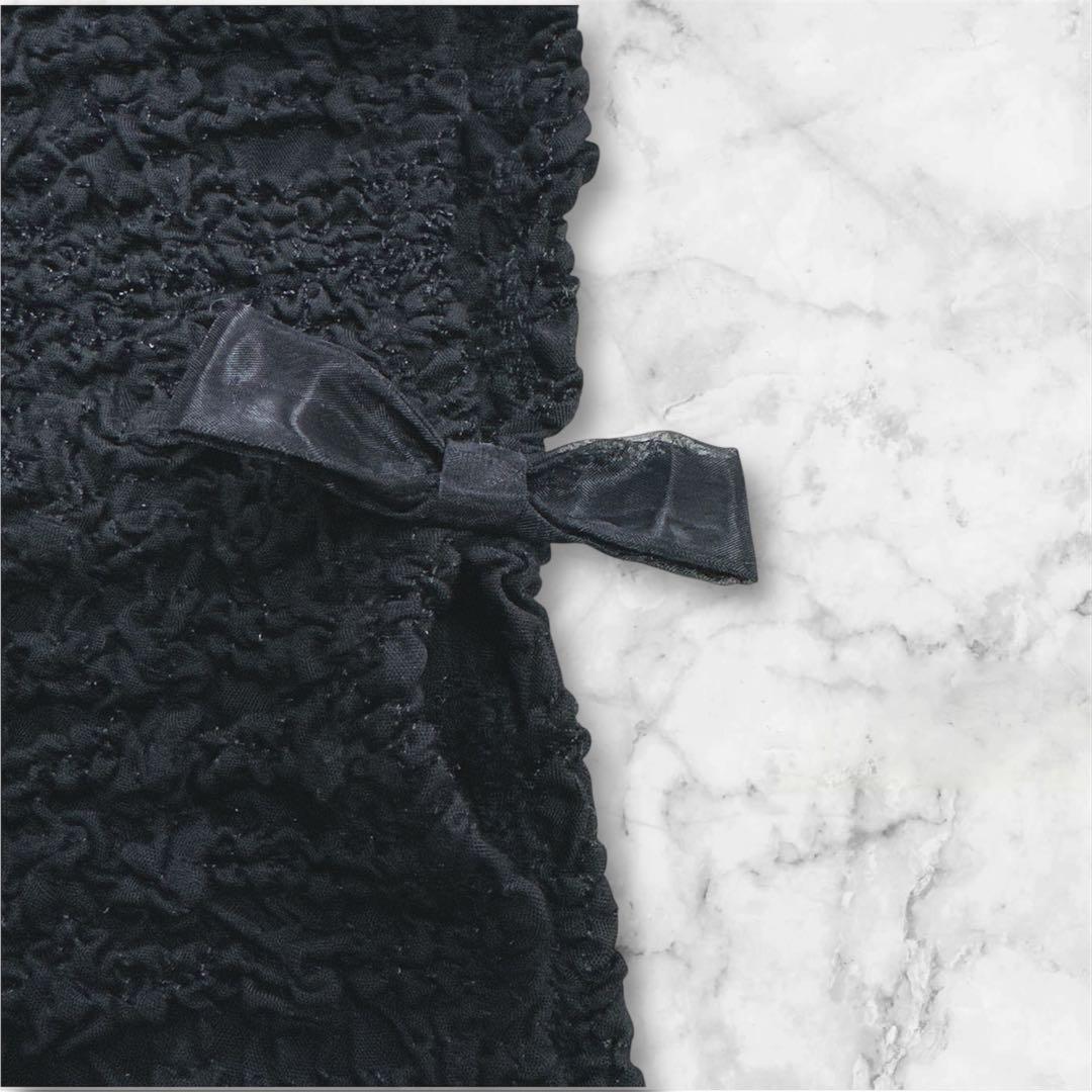 25SS 新品タグ付 パメオポーズ ギャザリングパフミニドレス ワンピース 黒