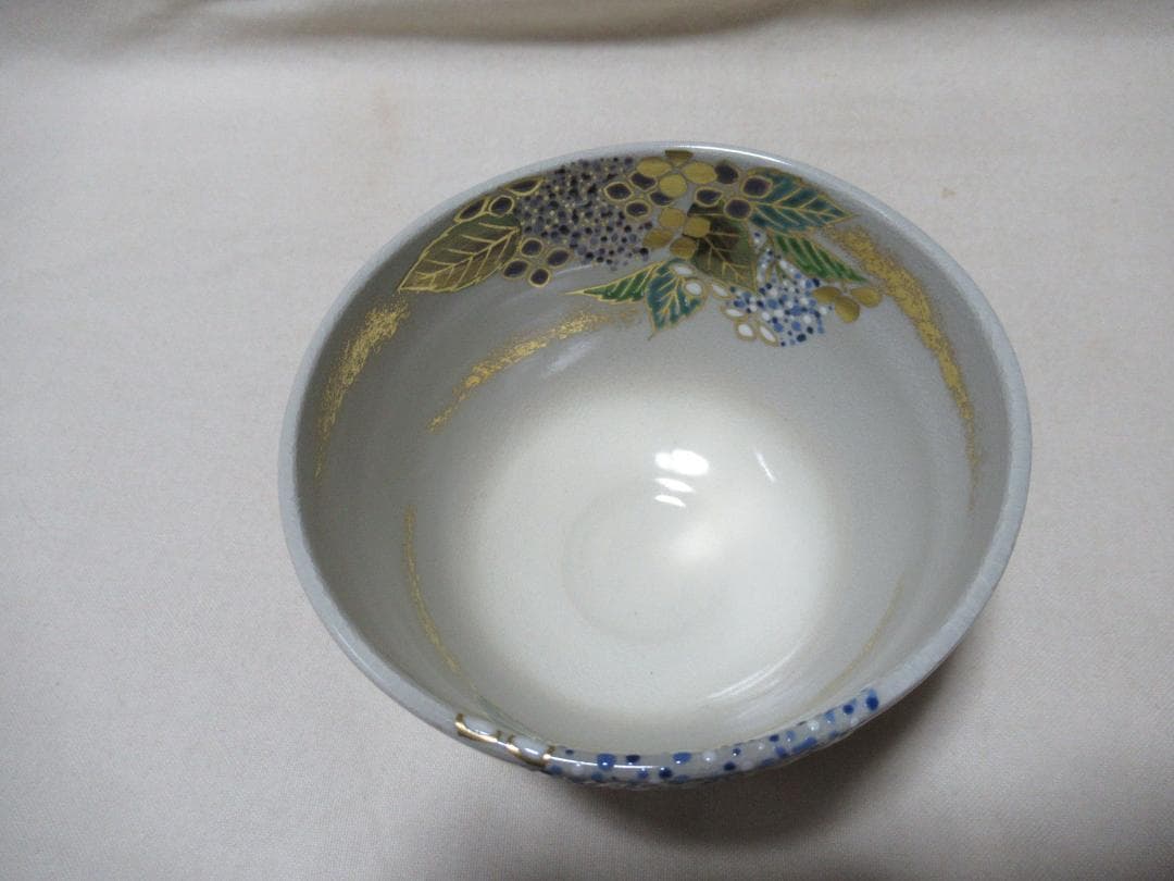 手塚充　仁清写　紫陽花絵　茶碗　共箱