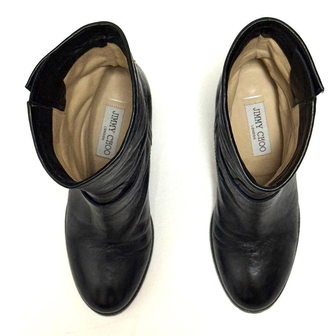 ジミーチュウ エンジニアブーツ サイズ38 1/2 サイドベルト ゴールド金具