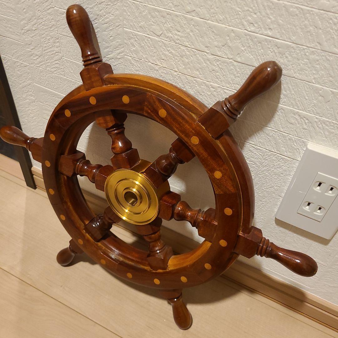 木製舵輪　レトロ　オブジェ　アンティーク