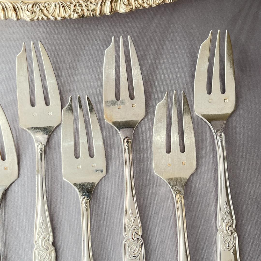 【仏蘭西】 Louis XV ケーキフォーク 8本【シルバープレート】