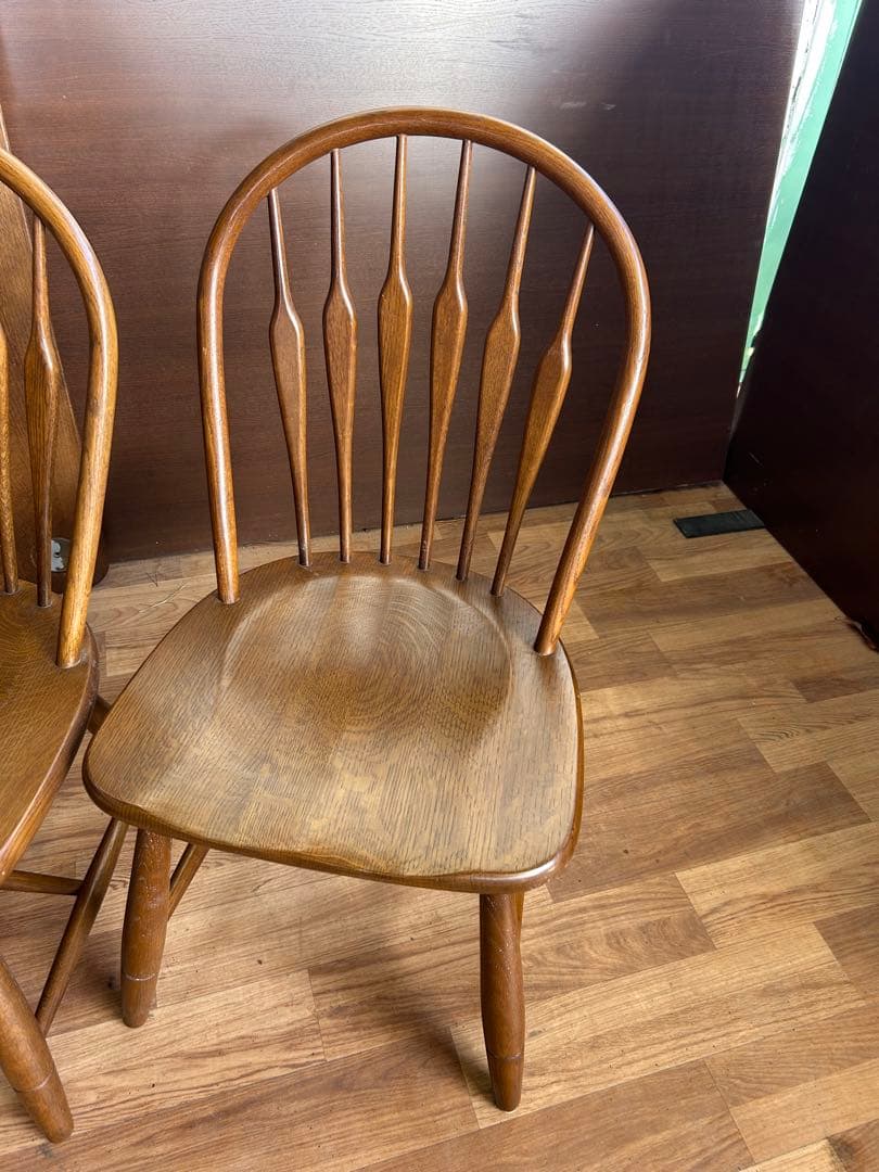 721 タモ材 ウィンザーチェア 2脚セット 北欧 木製 ダイニングチェア　美品